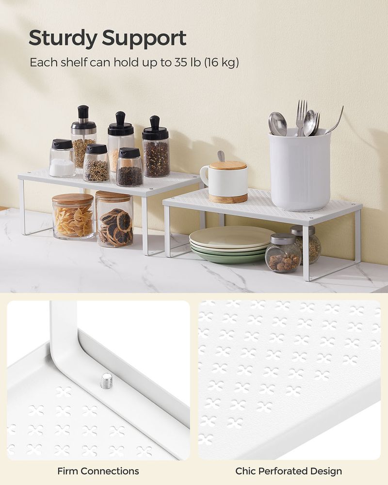 Spice Rack Organizers - Set Of 2 Stackable Metal Cabinet Shelves