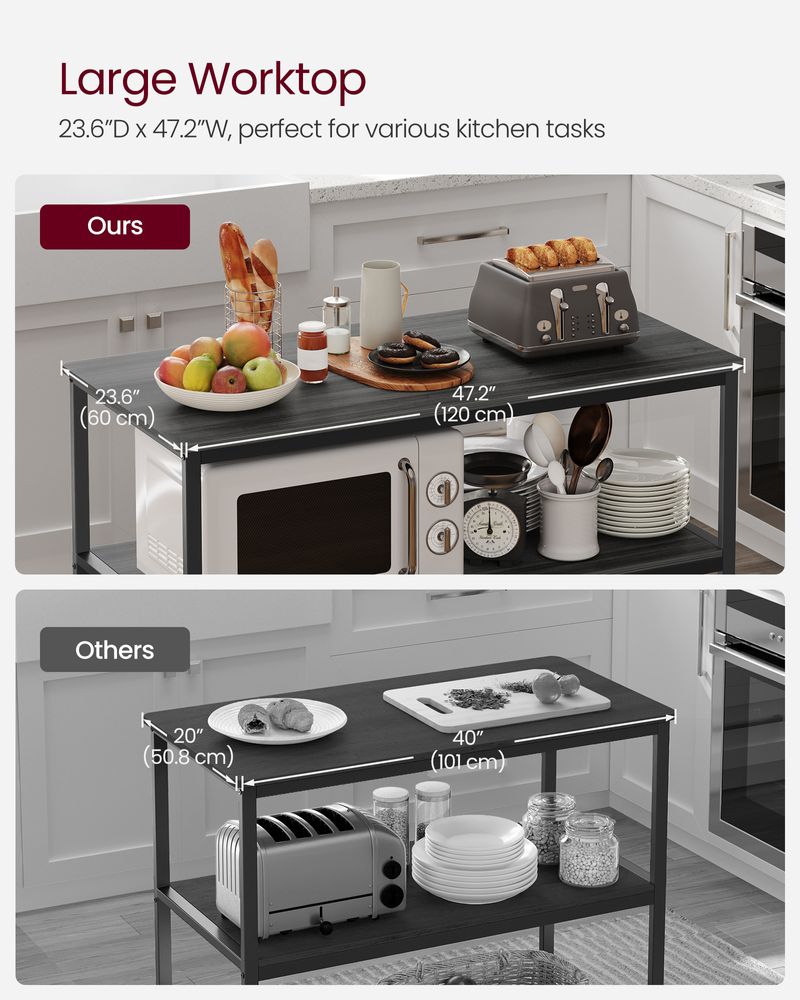 Kitchen Shelf - Large Worktop - Open Storage Shelves