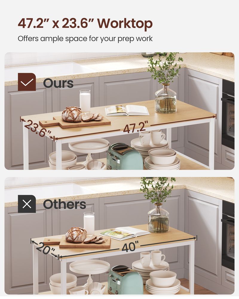 Kitchen Shelf - Large Worktop - Open Storage Shelves