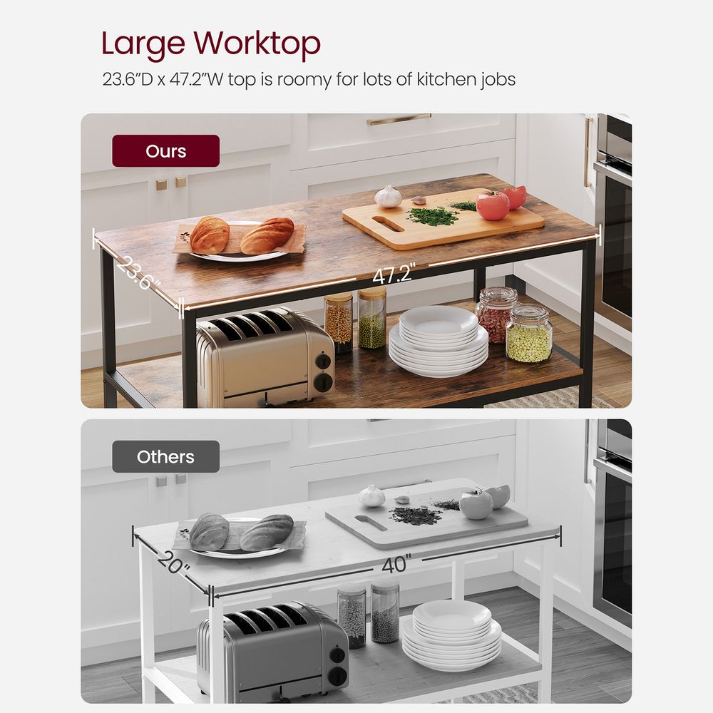 Kitchen Shelf - Large Worktop - Open Storage Shelves