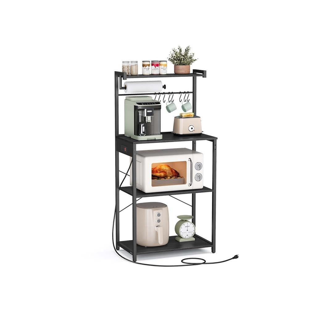 Kitchen Baker’s Rack With Power Outlet – Large Worktop – Multi-Shelf Storage