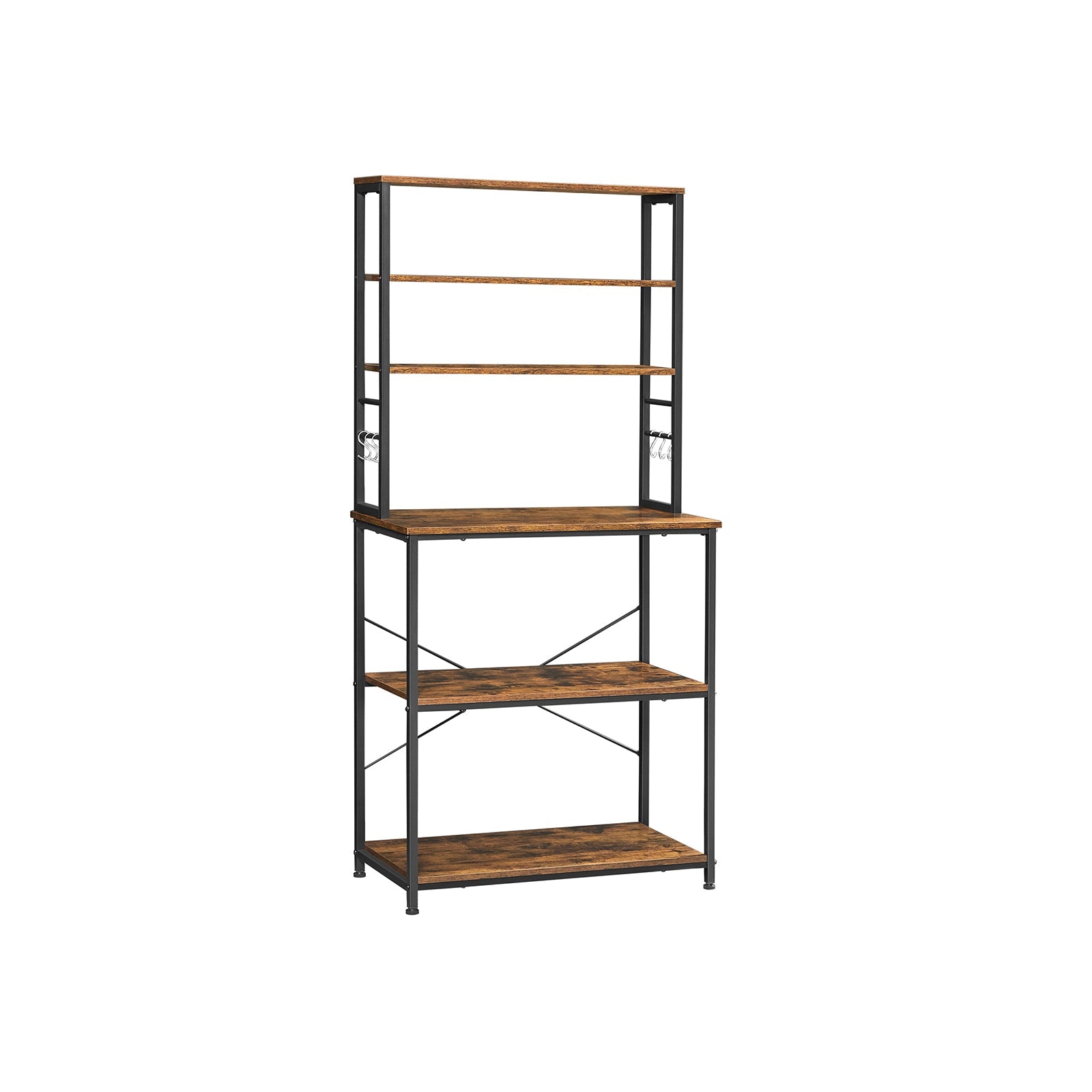 Baker’s Rack - 31.5 Inch - Kitchen Storage Shelves With Hooks