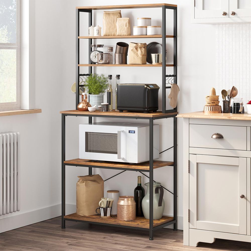 Baker’s Rack - 31.5 Inch - Kitchen Storage Shelves With Hooks