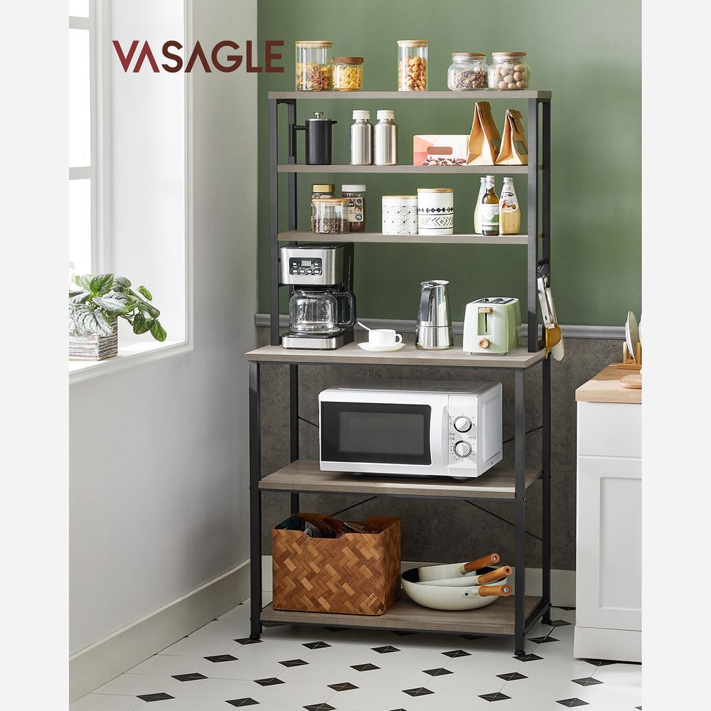 Baker’s Rack - 31.5 Inch - Kitchen Storage Shelves With Hooks