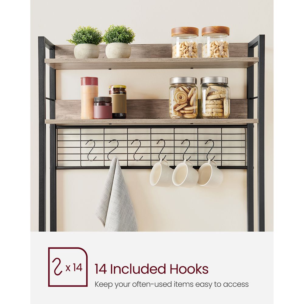 Bakers Rack Hutch - With Power Outlet - Adjustable Shelves