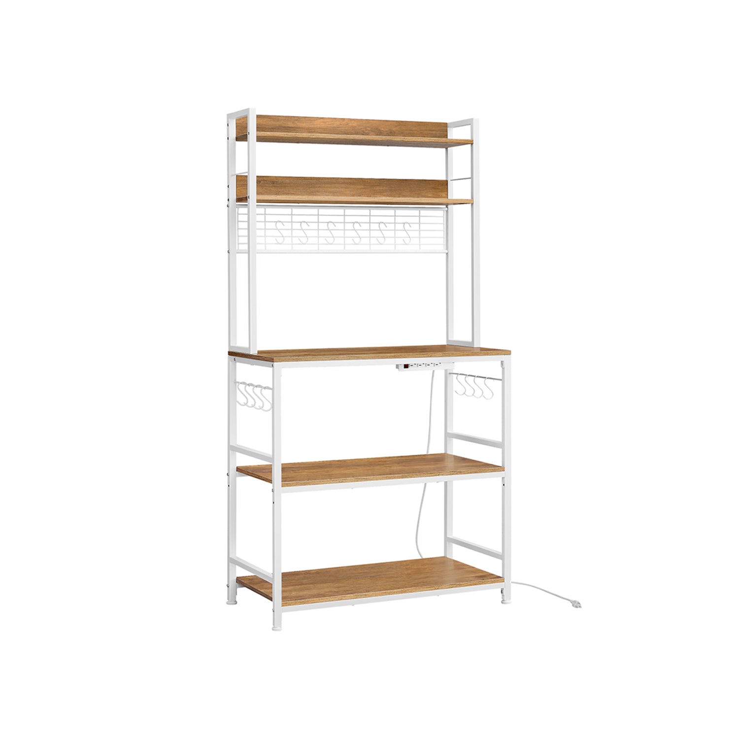 Bakers Rack Hutch - With Power Outlet - Adjustable Shelves