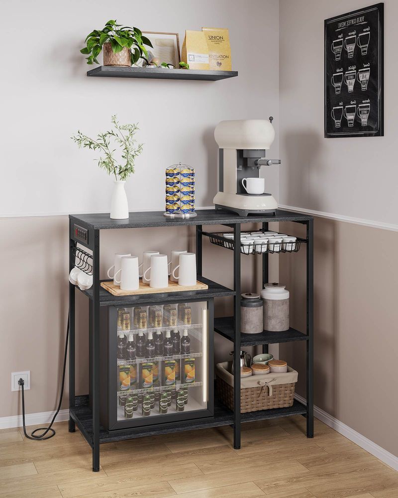 Bakers Rack With Charging Station 4 Shelf Kitchen Storage Stand