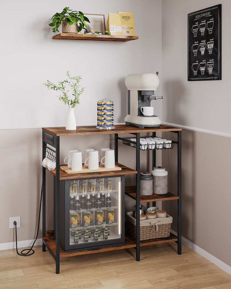 Bakers Rack With Charging Station 4 Shelf Kitchen Storage Stand
