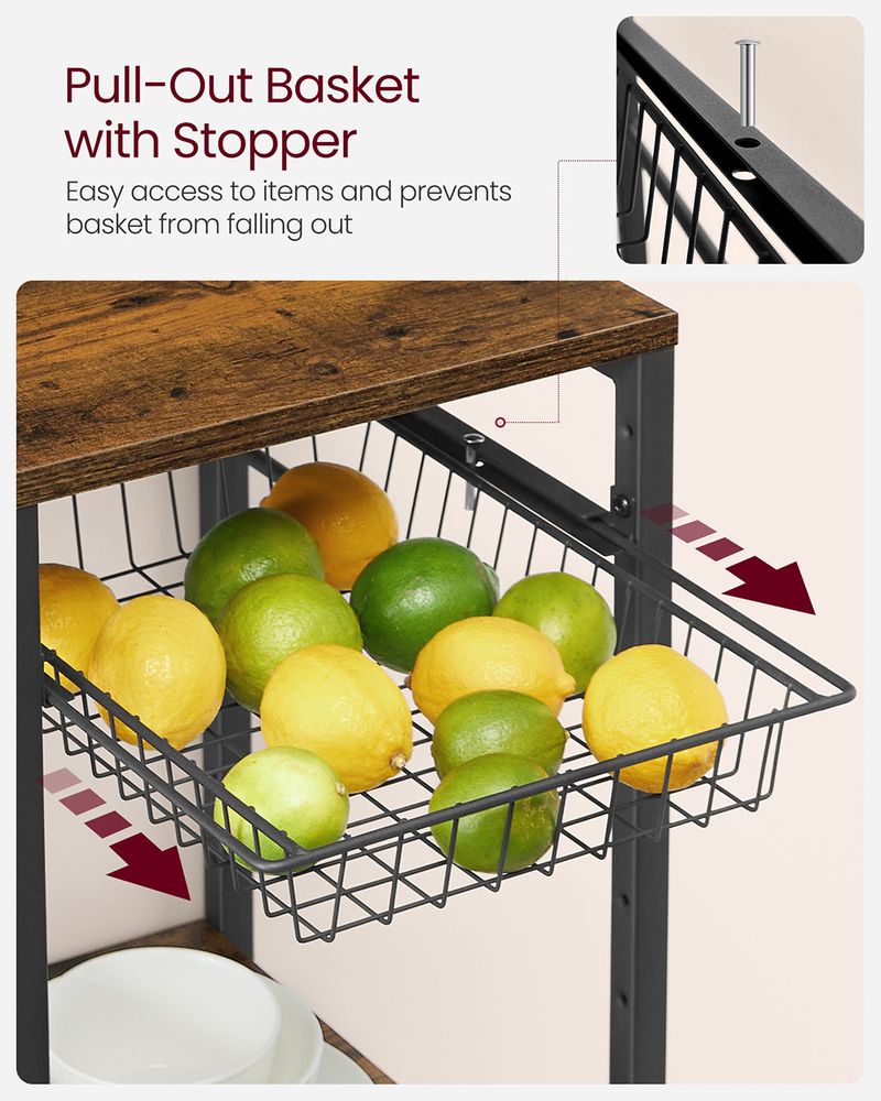Bakers Rack With Charging Station 4 Shelf Kitchen Storage Stand