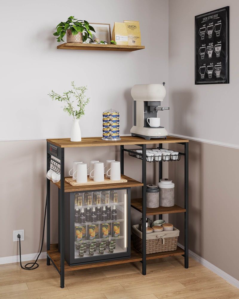 Bakers Rack With Charging Station 4 Shelf Kitchen Storage Stand