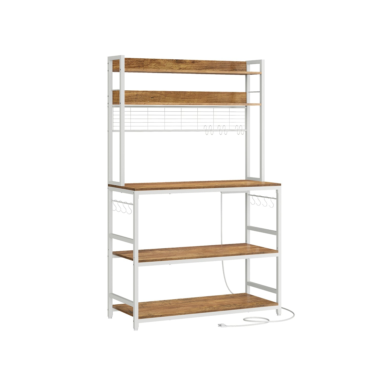Hutch Baker’s Rack With Power Outlet – Adjustable Shelf – 5-Tier Storage