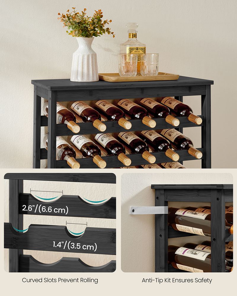 Wine Rack - 42 Bottle Freestanding - Bamboo Floor Storage
