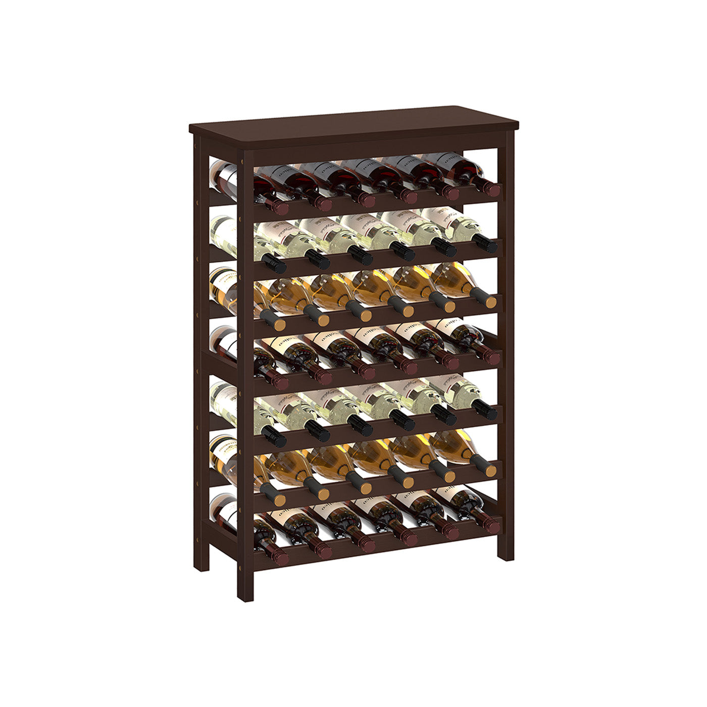 Wine Rack - 42 Bottle Freestanding - Bamboo Floor Storage