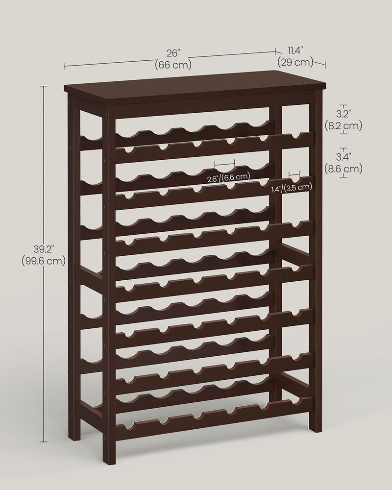 Wine Rack - 42 Bottle Freestanding - Bamboo Floor Storage