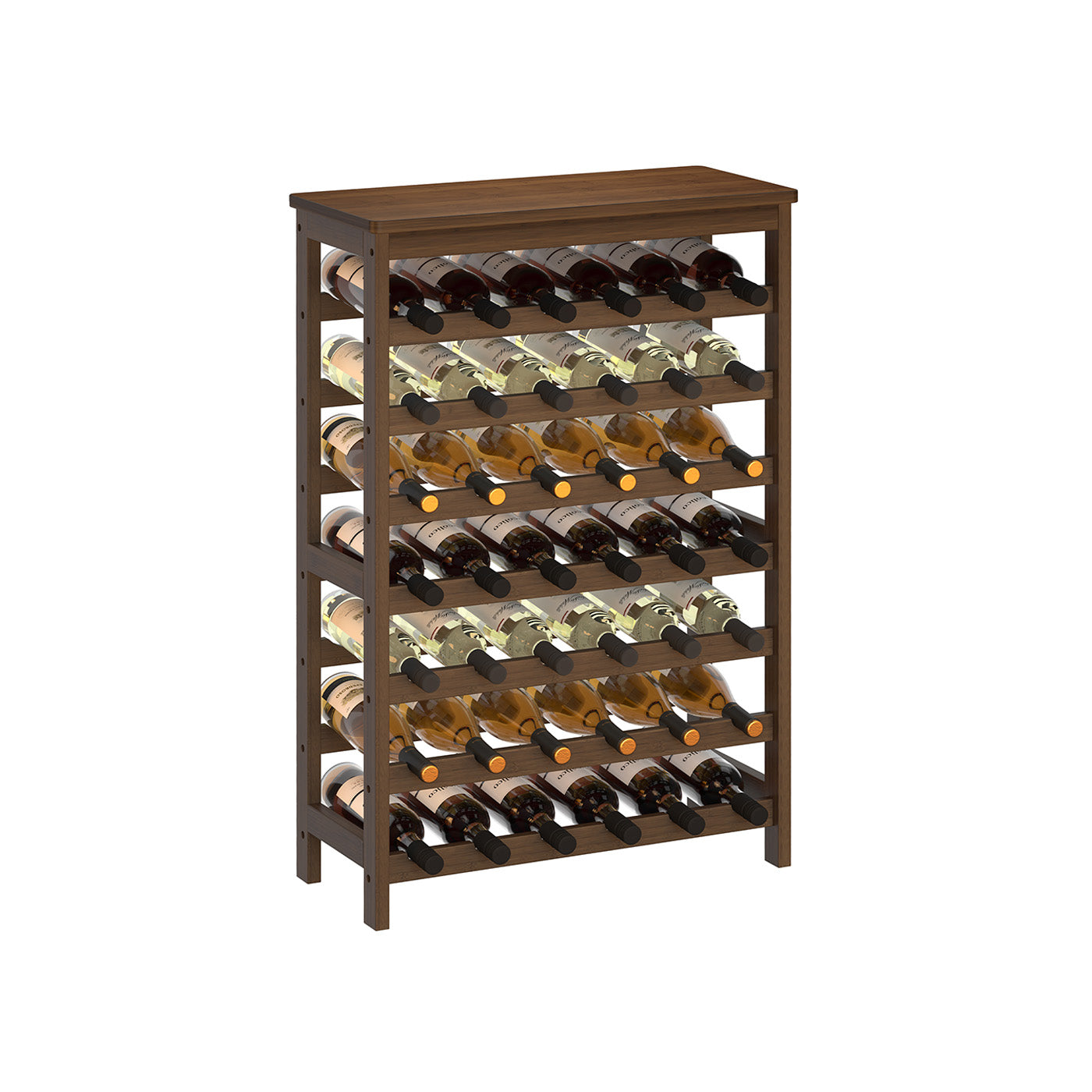 Wine Rack - 42 Bottle Freestanding - Bamboo Floor Storage