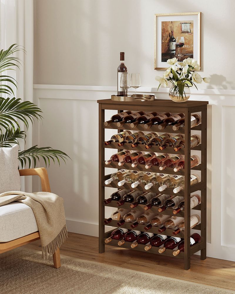 Wine Rack - 42 Bottle Freestanding - Bamboo Floor Storage