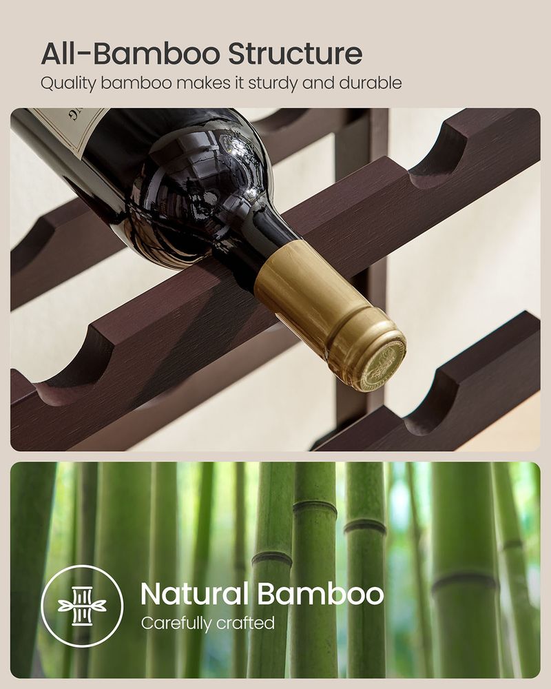 Wine Rack - 42 Bottle Freestanding - Bamboo Floor Storage