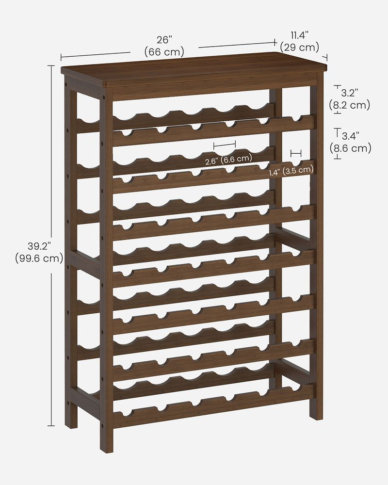 Wine Rack - 42 Bottle Freestanding - Bamboo Floor Storage