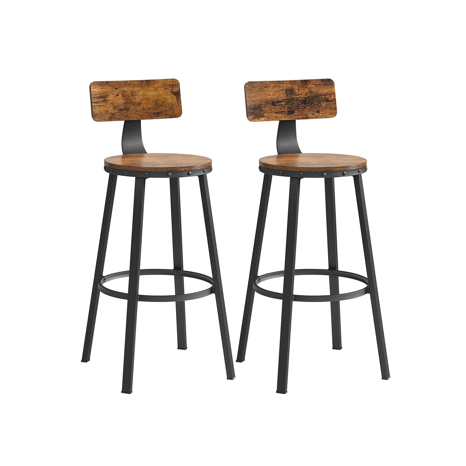 Bar Height Bar Stools - With Back - Set Of 2 - Comfortable