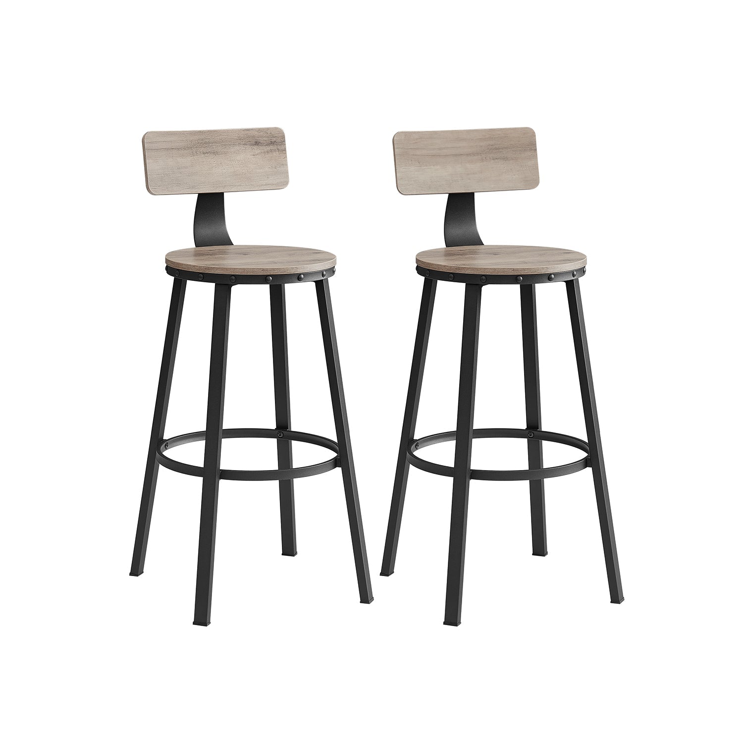 Bar Height Bar Stools - With Back - Set Of 2 - Comfortable