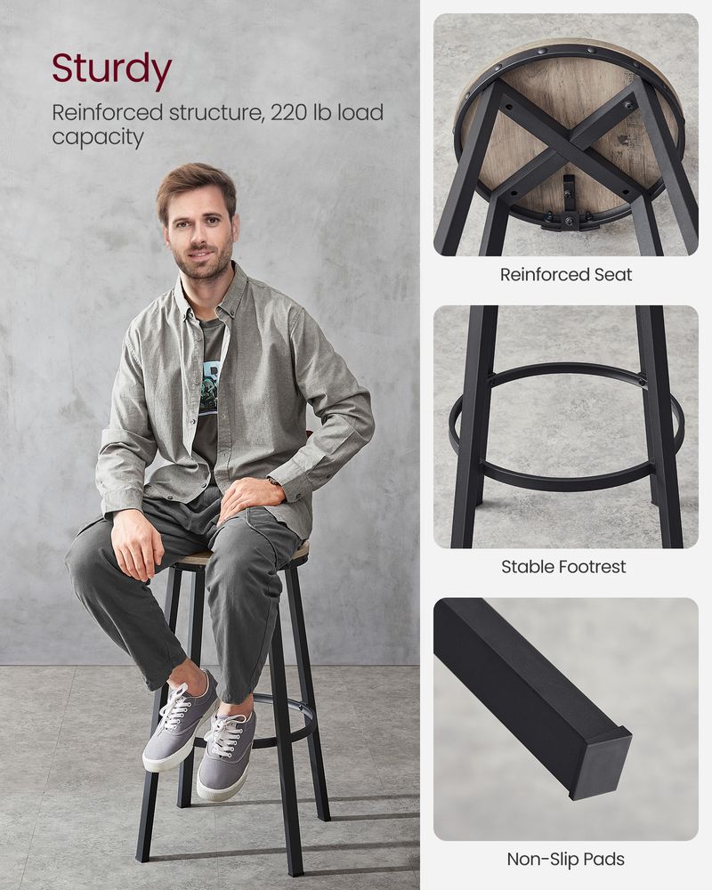 Bar Height Bar Stools - With Back - Set Of 2 - Comfortable