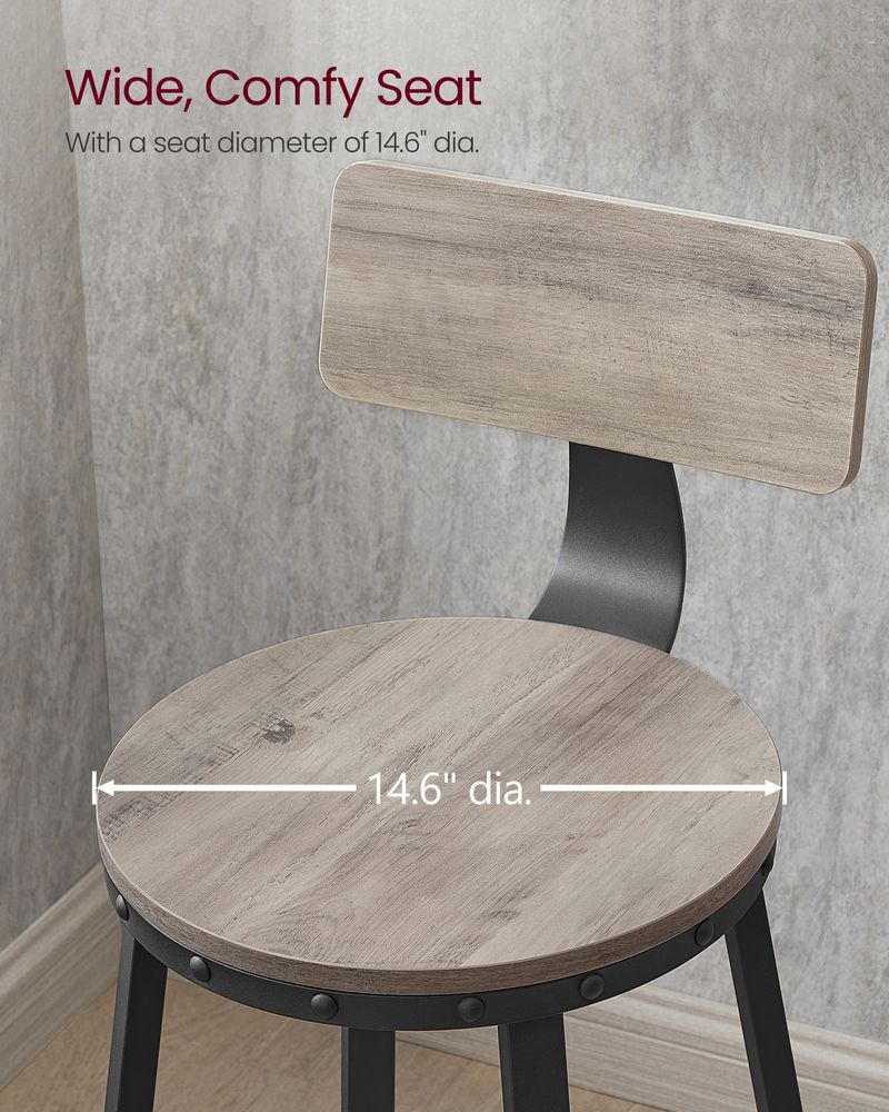 Bar Height Bar Stools - With Back - Set Of 2 - Comfortable