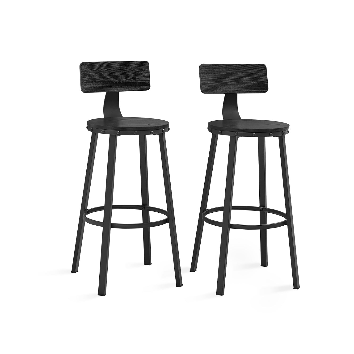 Bar Height Bar Stools - With Back - Set Of 2 - Comfortable