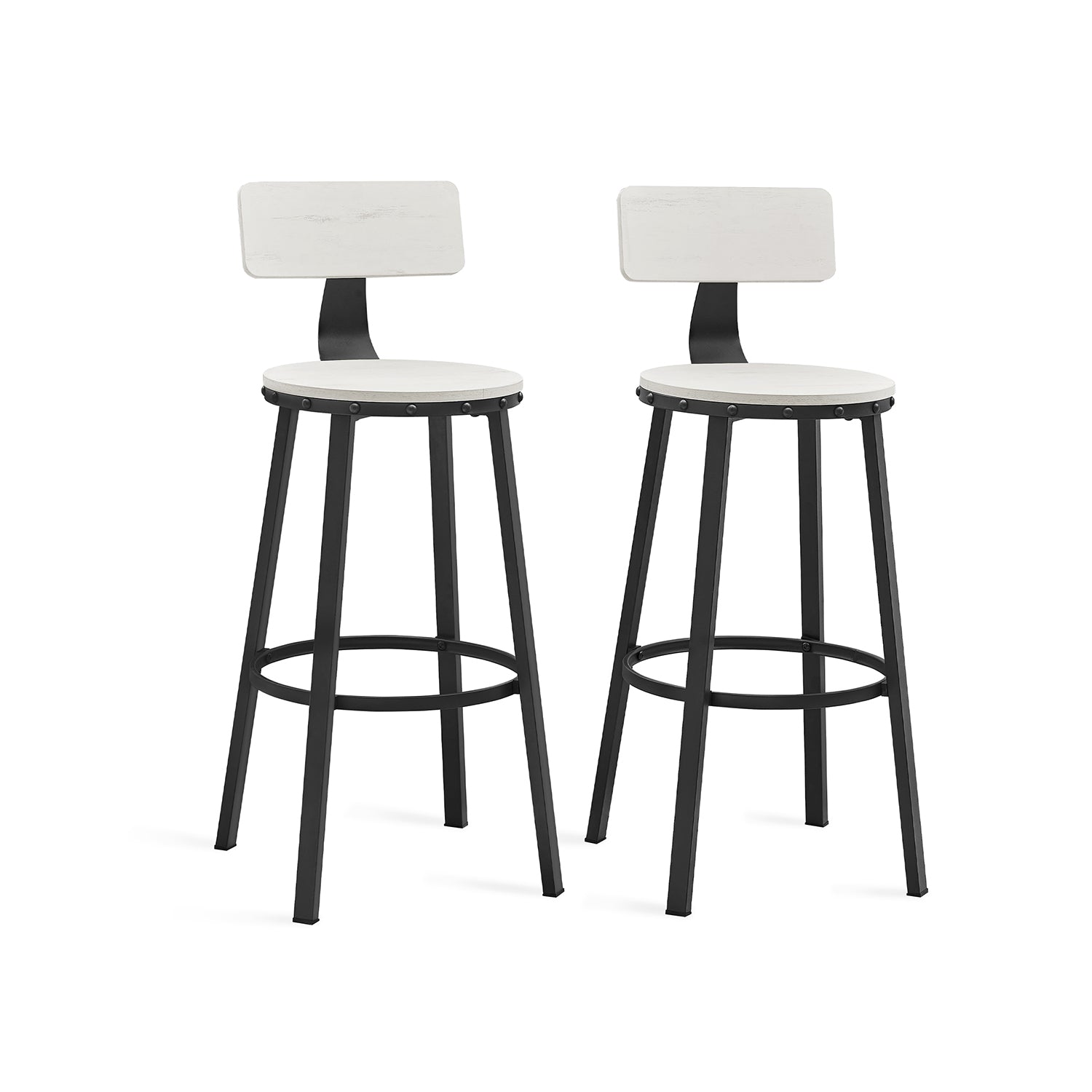 Bar Height Bar Stools - With Back - Set Of 2 - Comfortable