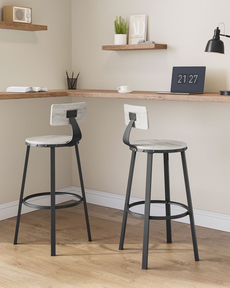 Bar Height Bar Stools - With Back - Set Of 2 - Comfortable