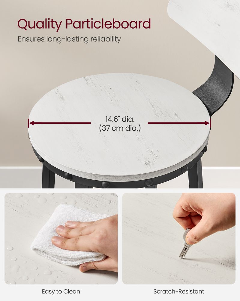 Bar Height Bar Stools - With Back - Set Of 2 - Comfortable