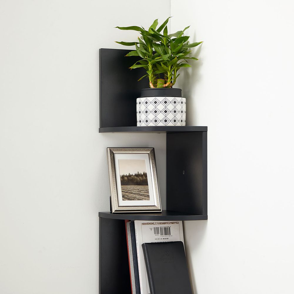 Wall Mounted Corner Shelf - 5 Tier - Space Saving Display Storage