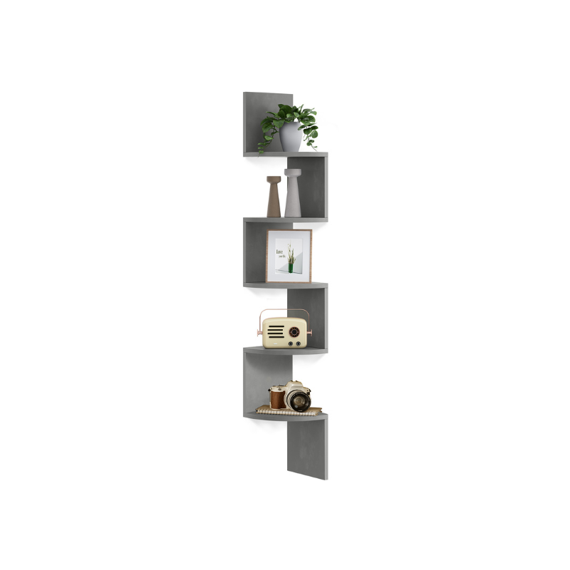 Corner Shelf - 5 Tier Wall Mount - Floating Storage Display
