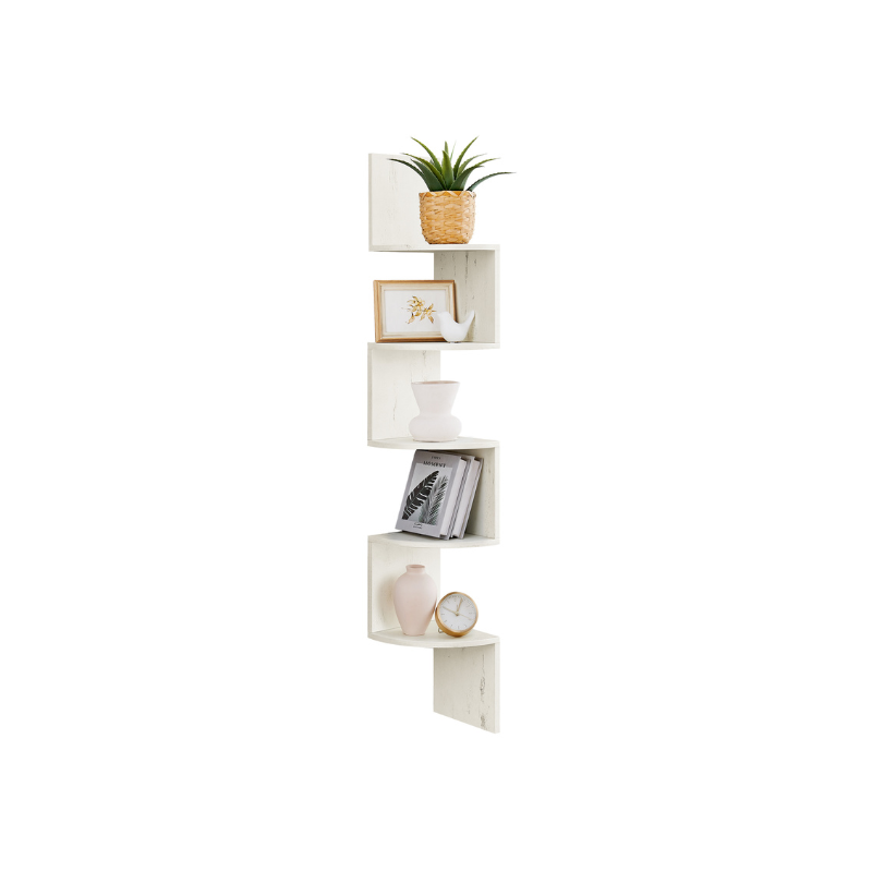 Corner Shelf - 5 Tier Wall Mount - Floating Storage Display
