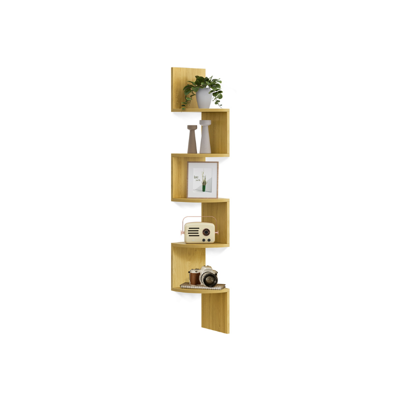 Corner Shelf - 5 Tier Wall Mount - Floating Storage Display