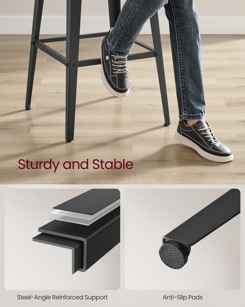 Bar Stools - Tall With Back - Set Of 2 - Industrial Style