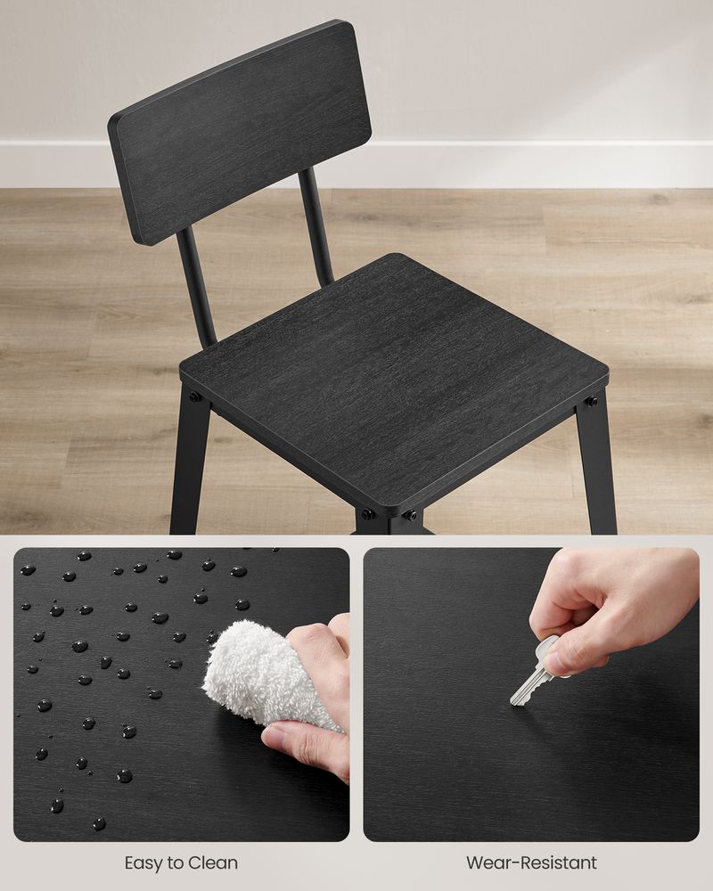 Bar Stools - Tall With Back - Set Of 2 - Industrial Style