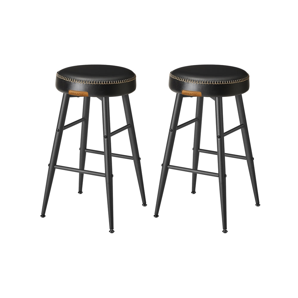 Counter Stools Set of 2 – Padded Faux Leather – Adjustable Footrests