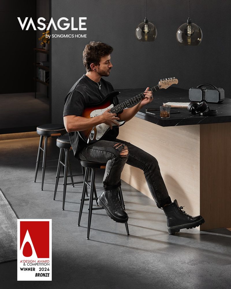 Counter Stools Set of 2 – Padded Faux Leather – Adjustable Footrests