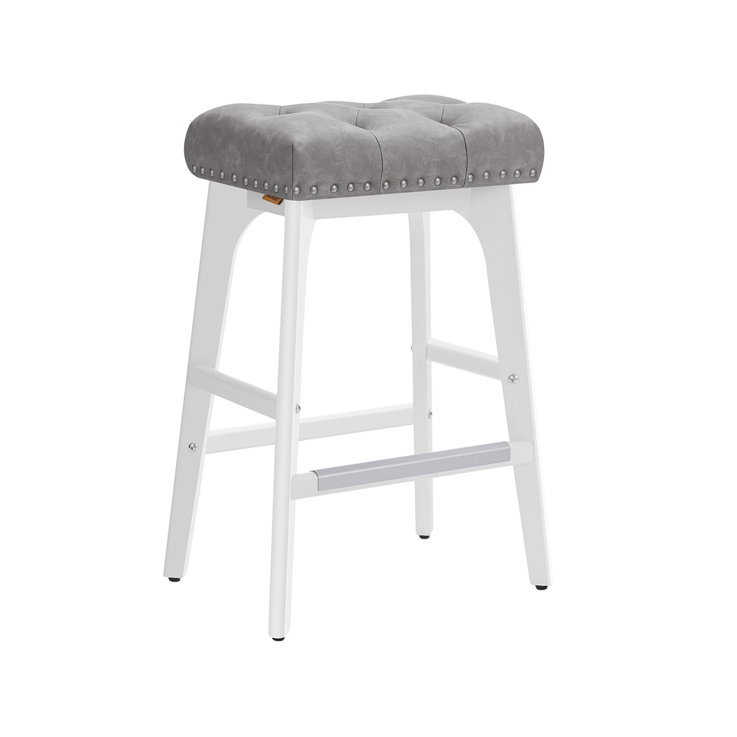 Counter Height Bar Stools Set of 2 – Tufted Seats – Wood Legs