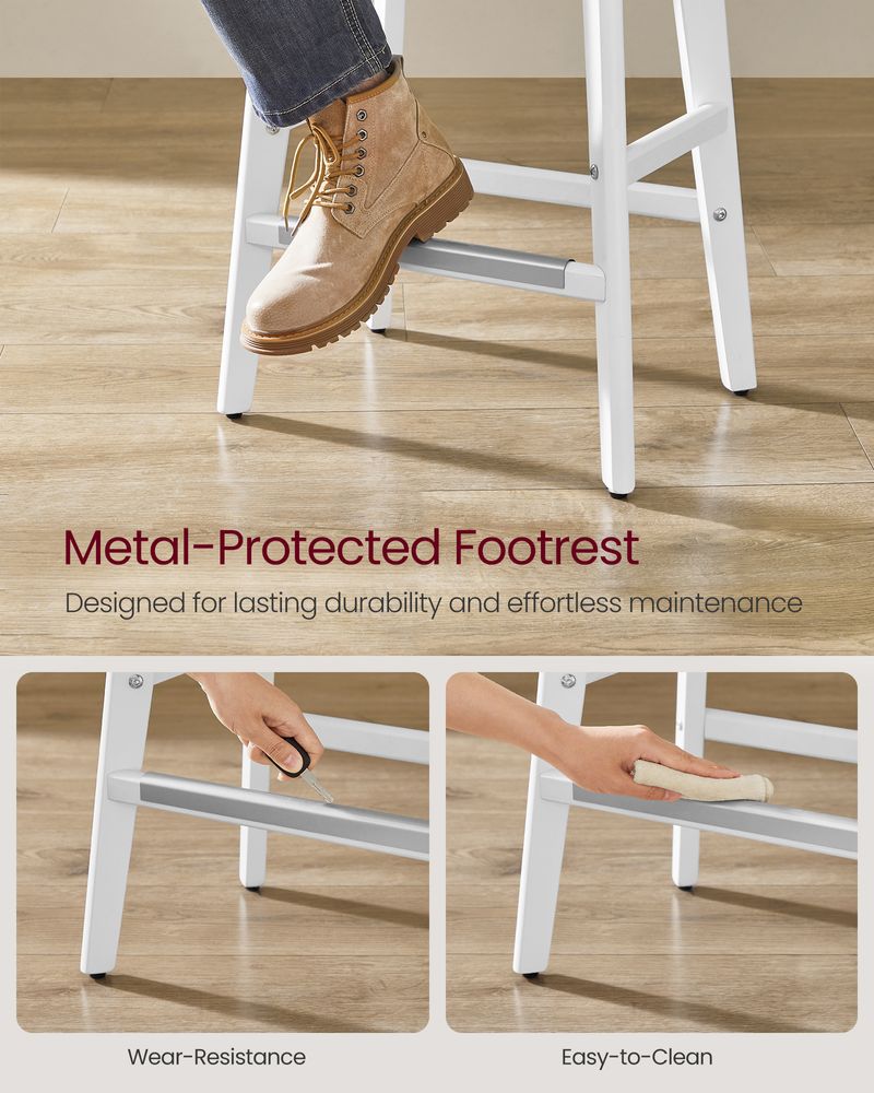 Counter Height Bar Stools Set of 2 – Tufted Seats – Wood Legs