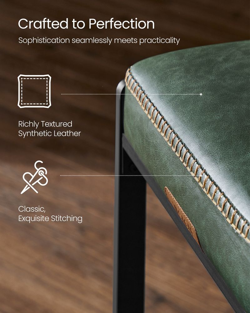 Counter Height Bar Stools – Padded Faux Leather Seats – Metal Legs