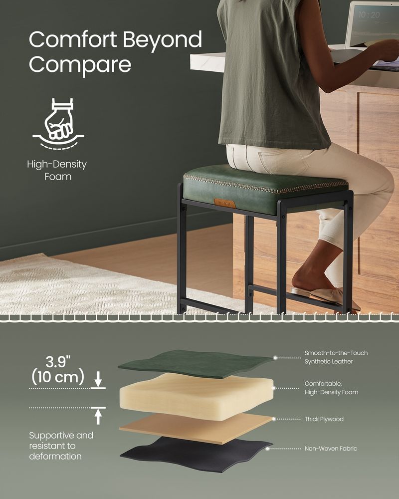 Counter Height Bar Stools – Padded Faux Leather Seats – Metal Legs