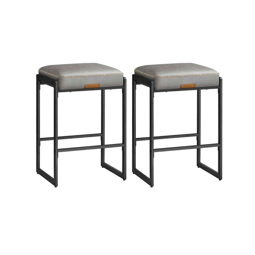 Counter Height Bar Stools – Padded Faux Leather Seats – Metal Legs
