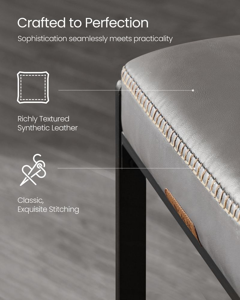 Counter Height Bar Stools – Padded Faux Leather Seats – Metal Legs