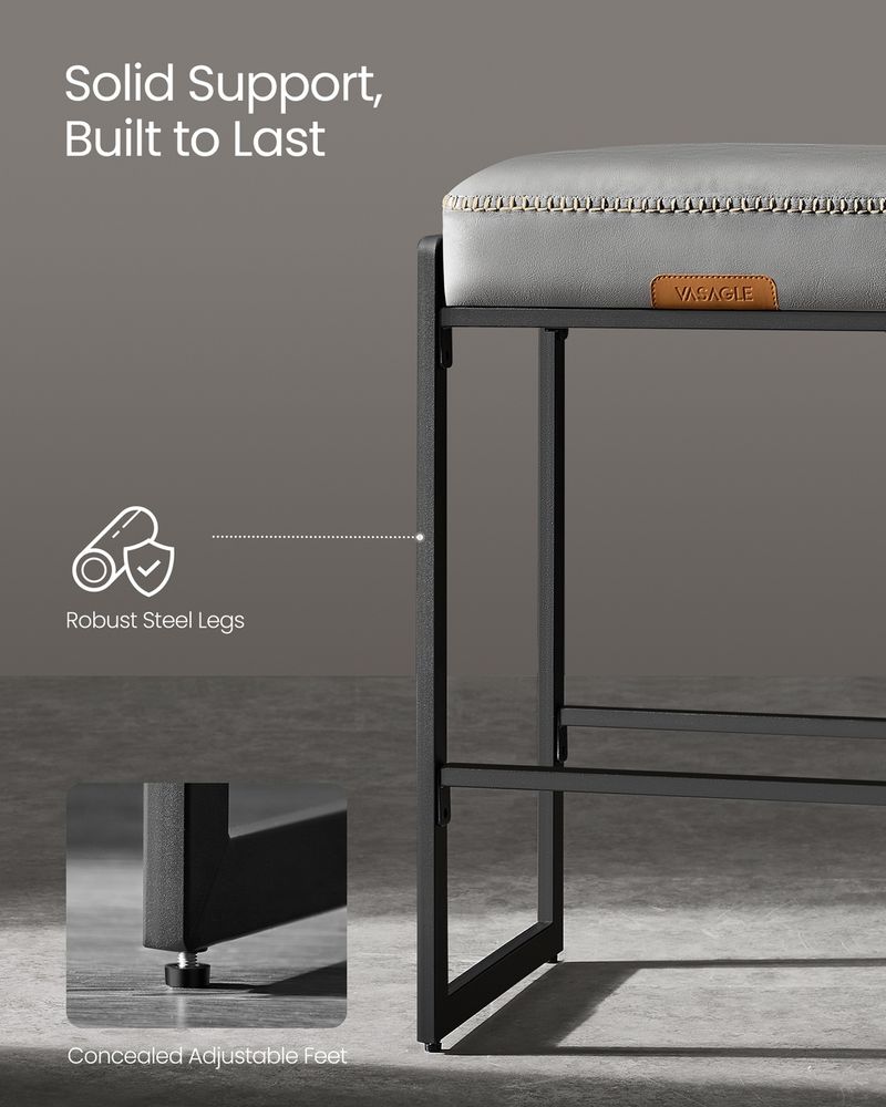 Counter Height Bar Stools – Padded Faux Leather Seats – Metal Legs