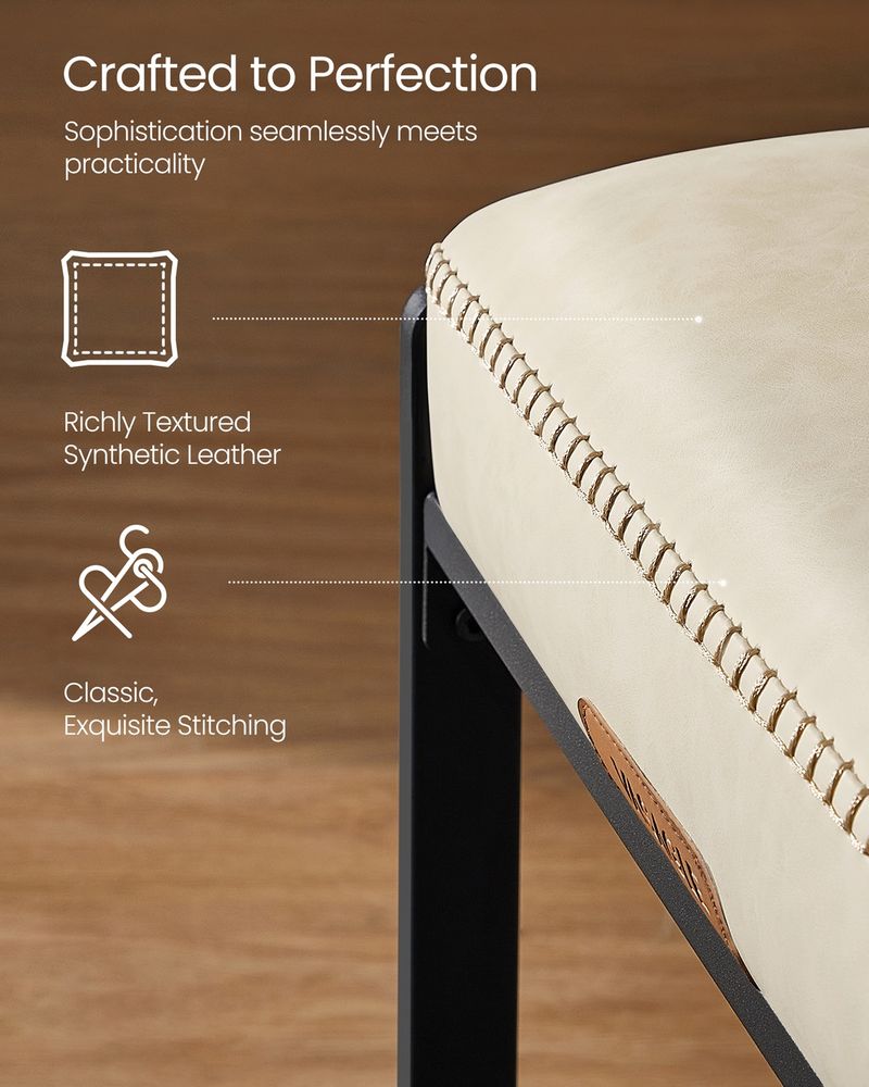 Counter Height Bar Stools – Padded Faux Leather Seats – Metal Legs