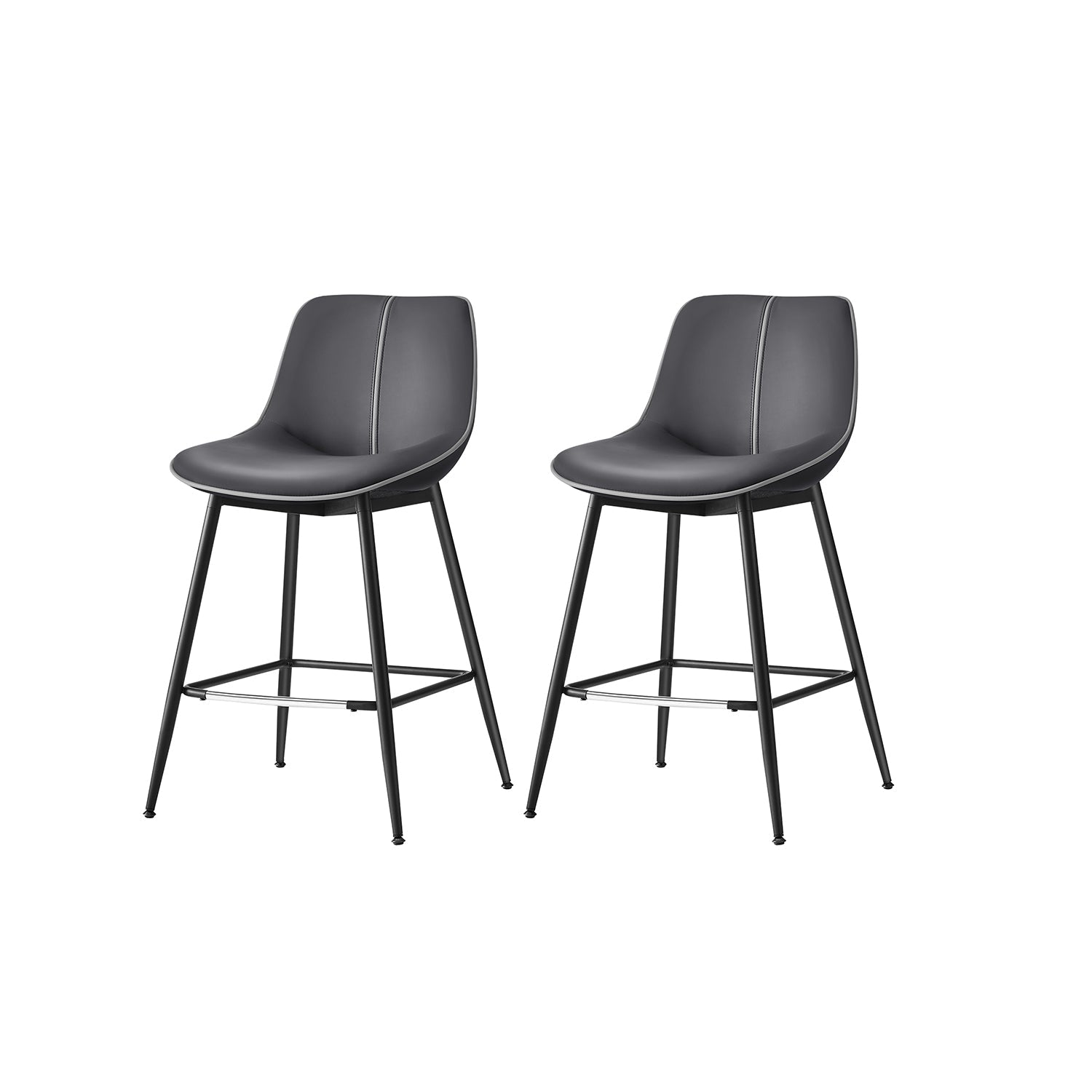 Bar Height Bar Stools Set of 2 – With Backrest – Modern Upholstered Design