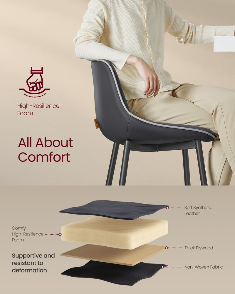 Bar Height Bar Stools Set of 2 – With Backrest – Modern Upholstered Design