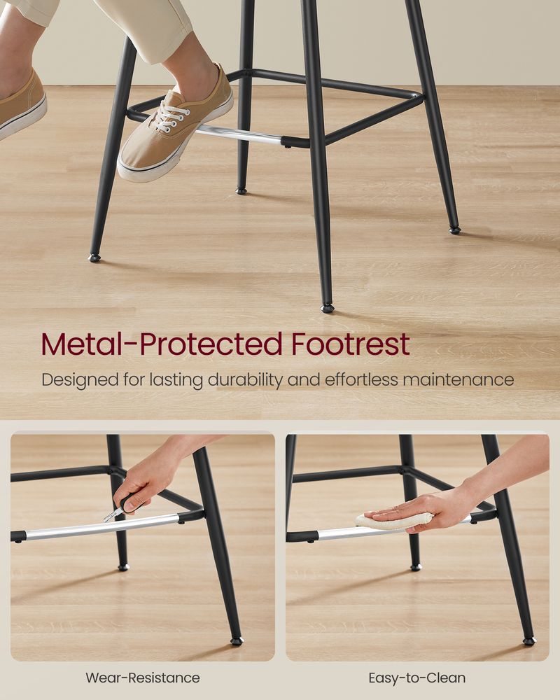 Bar Height Bar Stools Set of 2 – With Backrest – Modern Upholstered Design