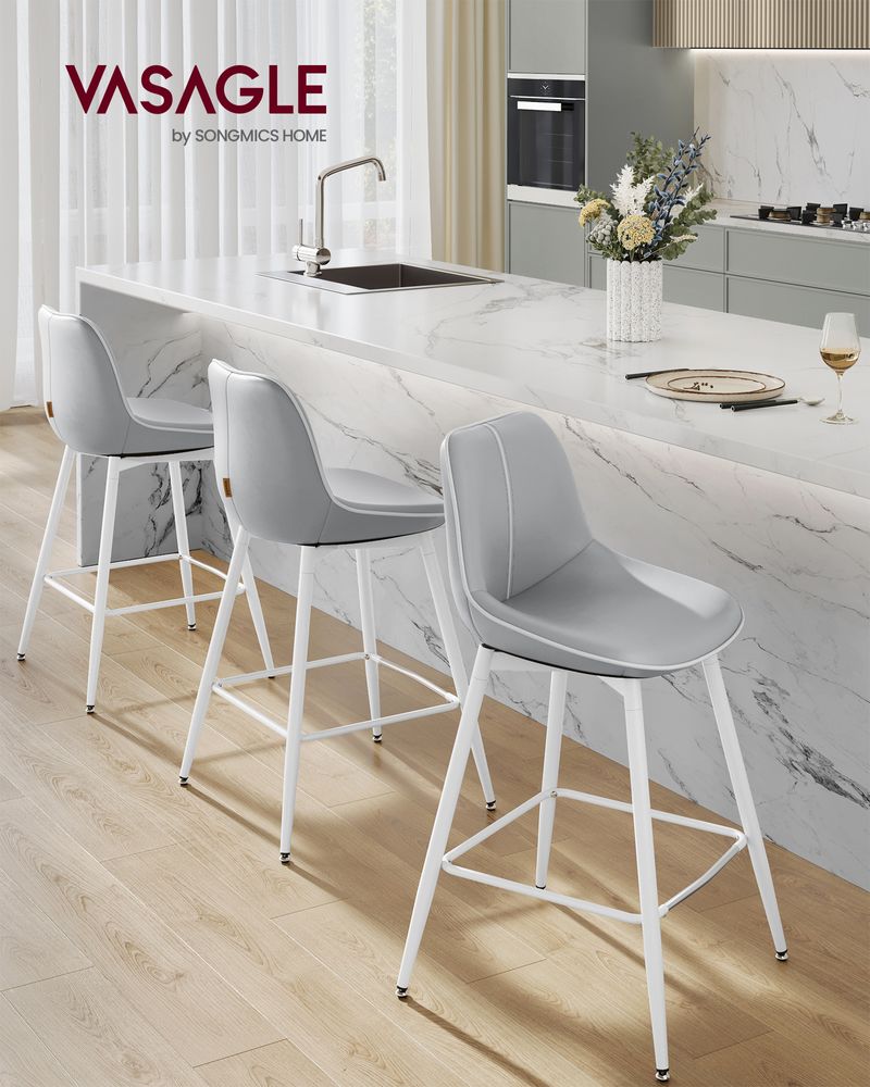 Bar Height Bar Stools Set of 2 – With Backrest – Modern Upholstered Design